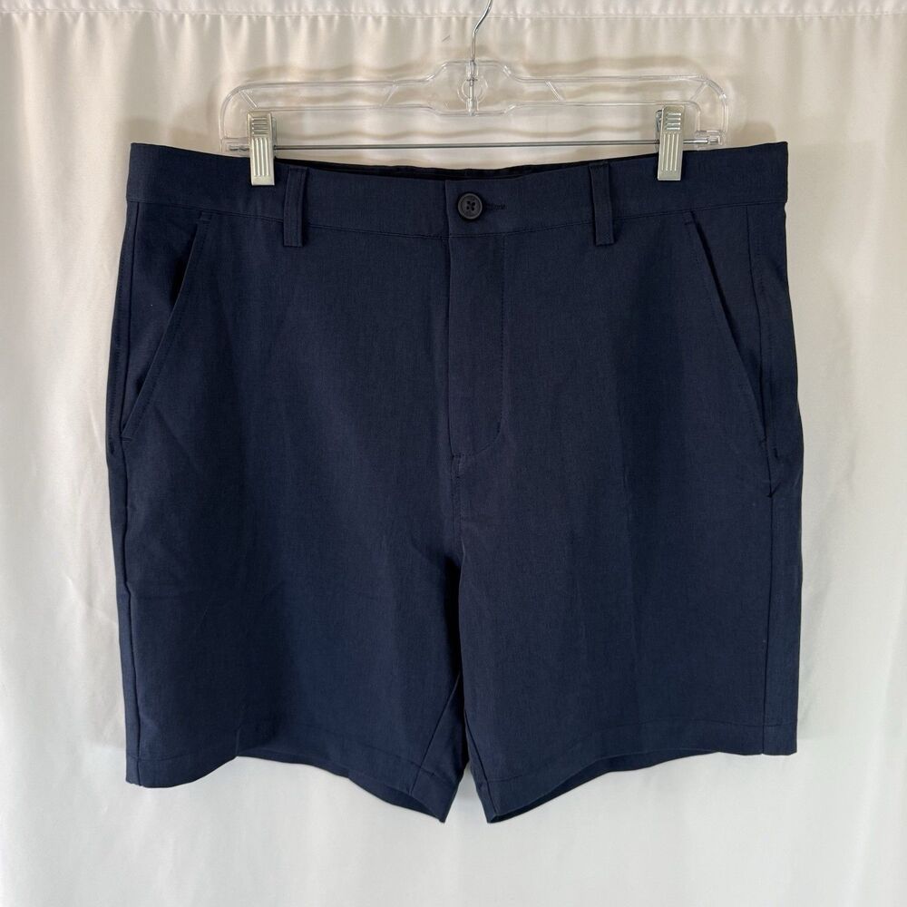 1764 Signature Shorts Men's 34 Navy Blue Button Zip Chino Pockets Golf